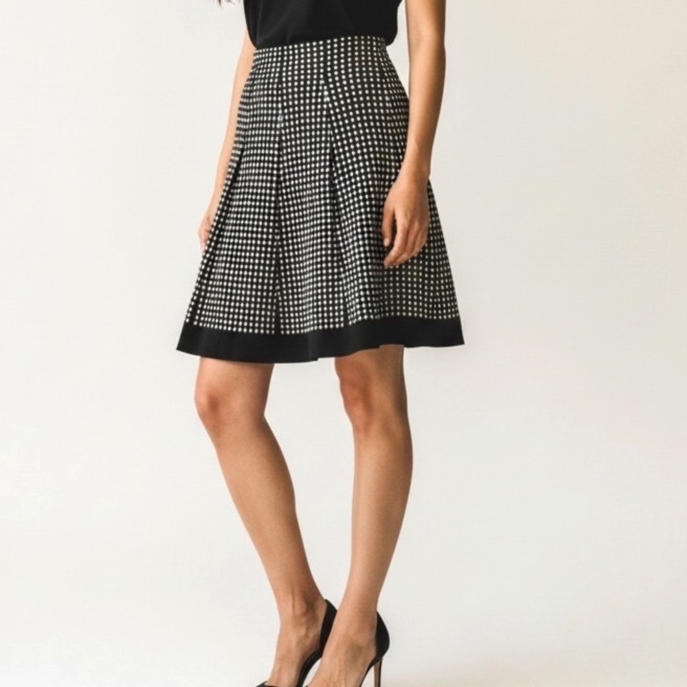 Max Studio Knit Skirt Women M/L Black White Diamond Geometric 9708614 Excellent - Picture 1 of 11